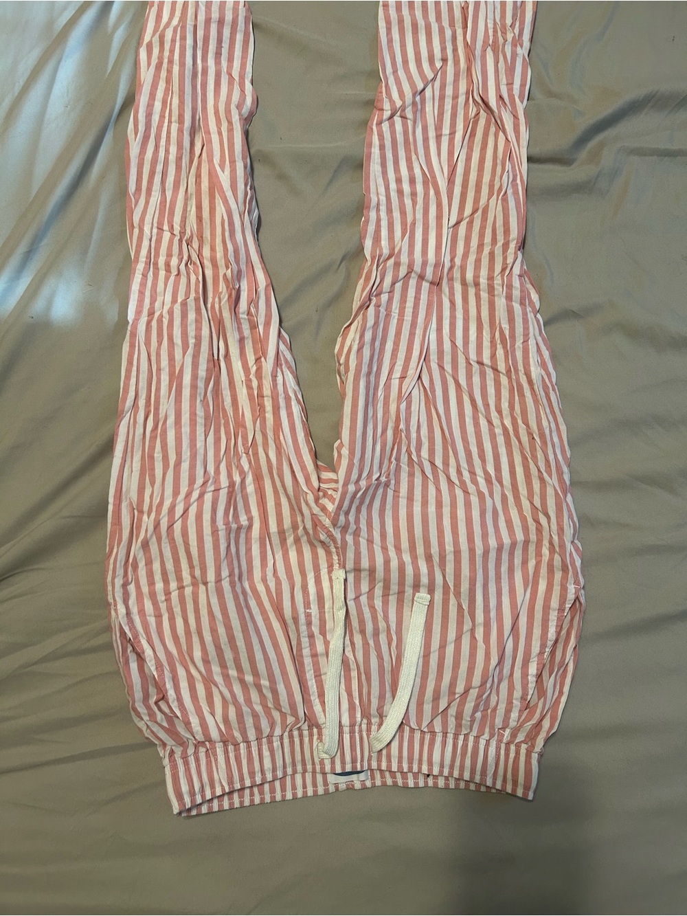 Old Navy Pink and White Striped Drawstring Joggers